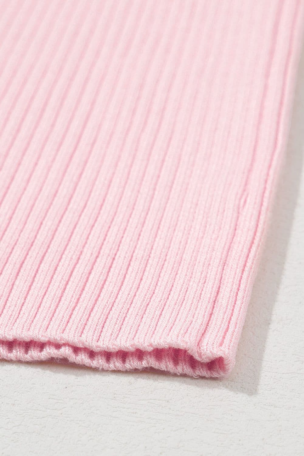 image-Pink Colorblock Edge Ribbed Knit U Neck Tank Top