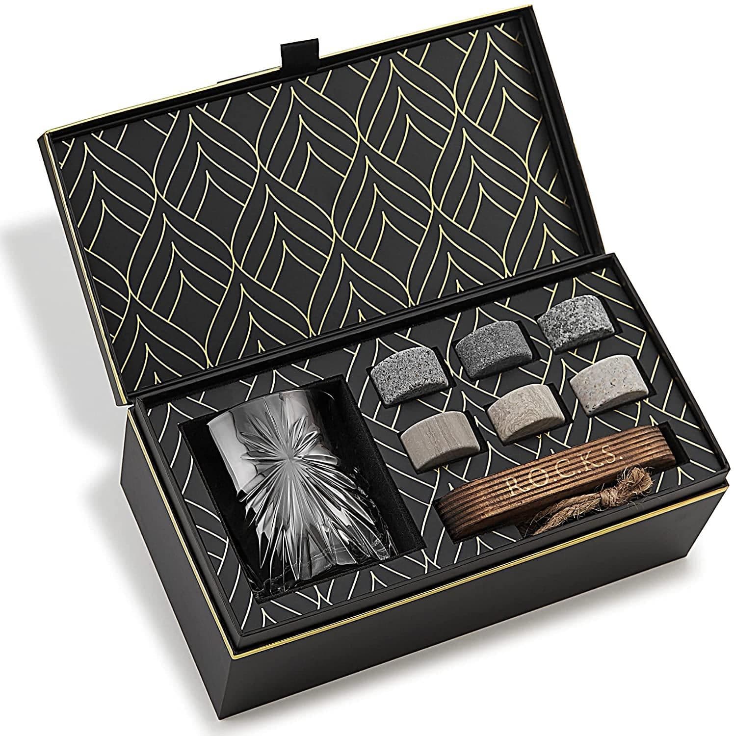 image-Whiskey Stones & Crystal Glass Gift Set - Soleil Tumbler (11.7oz)
