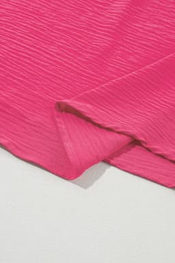 image-Bright Pink Ruffled Short Sleeve Plus Size Top