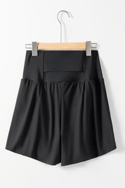 image-Black Pocketed Wide Waistband Swim Shorts