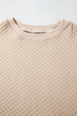image-Parchment Quilted Long Sleeve Top & Shorts Set