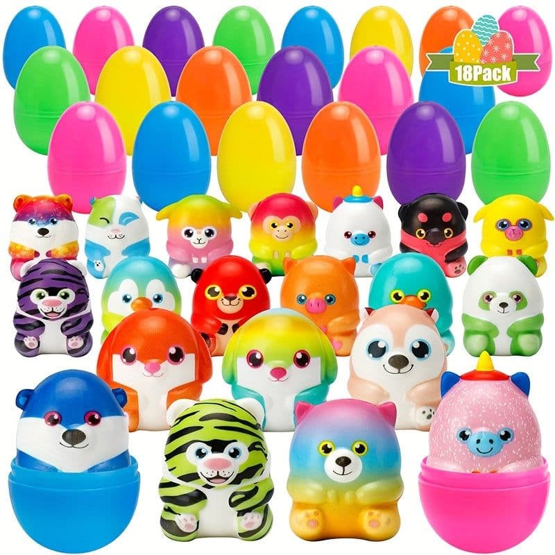 image-18 Sets Prefilled Easter Eggs with Mini Squishy Toys