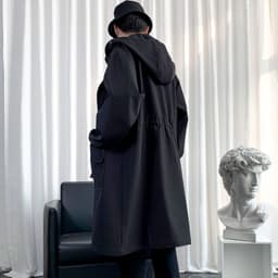 image-Men's New Windbreaker Long Hooded Big Pocket Jacket