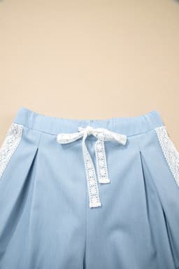 image-Beau Blue Floral Lace Wide Leg Pants