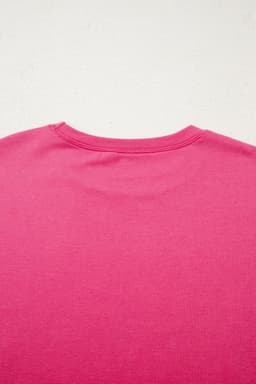 image-Floral Patchwork Round Neck Casual Top - Strawberry Pink