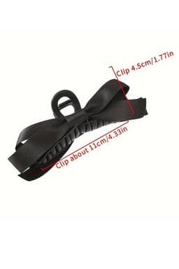 image-Black Large Bow Hair Claw Clip - Durable Plastic Decor