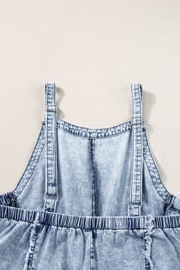 image-Beau Blue Light Wash Frayed Wide Leg Denim Overall