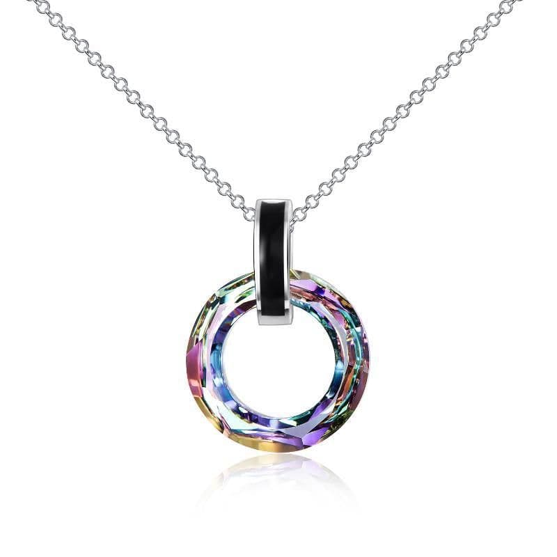 image-925 Silver Circle Crystal Pendant Necklace for Women Girls
