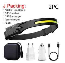 image-COB LED Induction Riding Headlamp Flashlight USB Rechargeable Waterproof Camping Headlight With All Perspectives Hunting Light