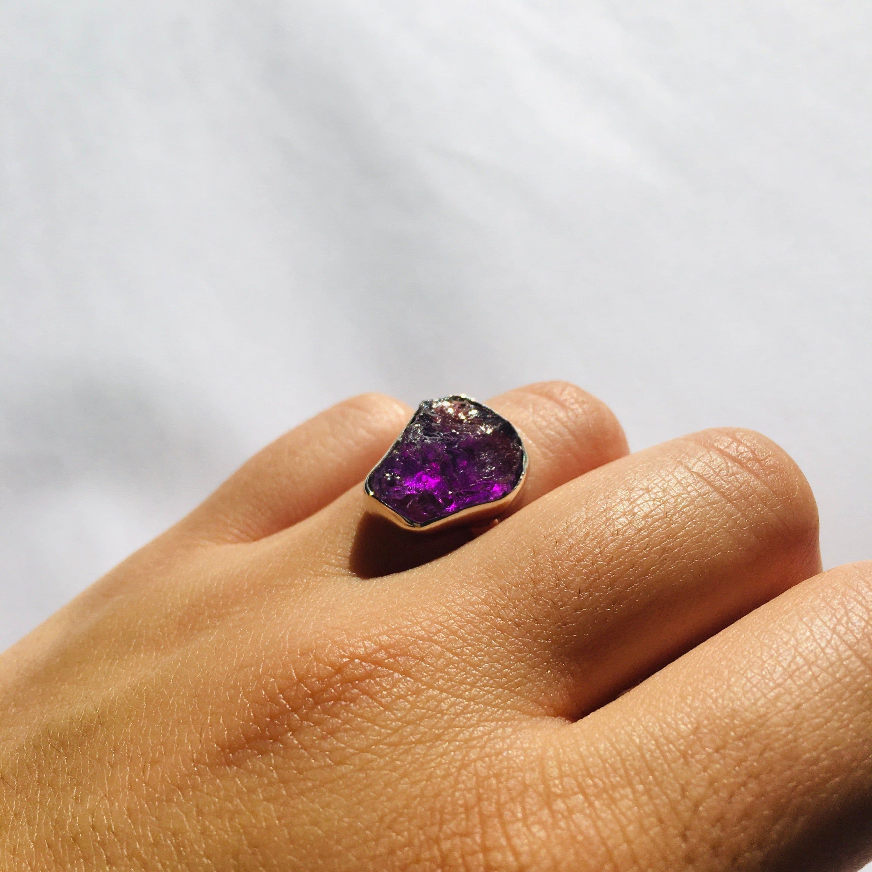 image-Bague « Clarté et Sagesse » en Améthyste brute et Argent 925