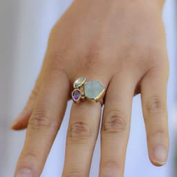 image-Bague “Lucidité et Confiance” en Améthyste, Aigue-marine et Topaze
