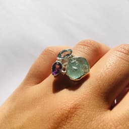 image-Bague “Lucidité et Confiance” en Améthyste, Aigue-marine et Topaze