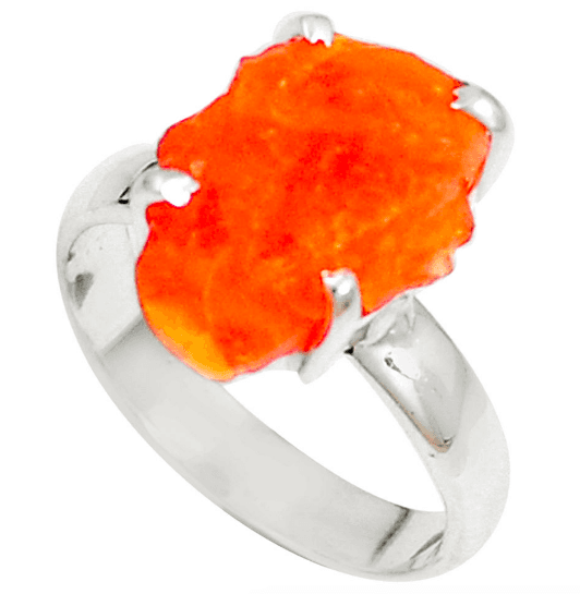 image-Bague "Vie Colorée" en Opale Orange Mexicaine et Argent 925