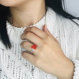 image-Bague "Vie Colorée" en Opale Orange Mexicaine et Argent 925