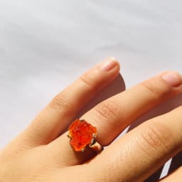 image-Bague "Vie Colorée" en Opale Orange Mexicaine et Argent 925