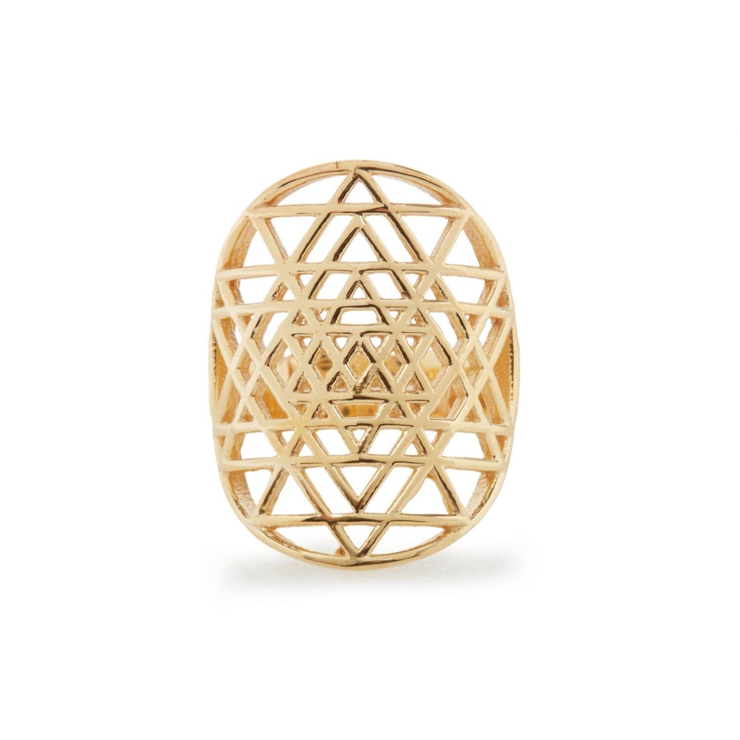 image-Bague Sri Yantra en Argent 925 ou Or Jaune