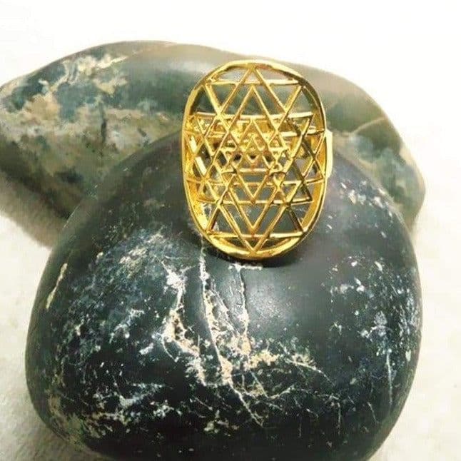 image-Bague Sri Yantra en Argent 925 ou Or Jaune