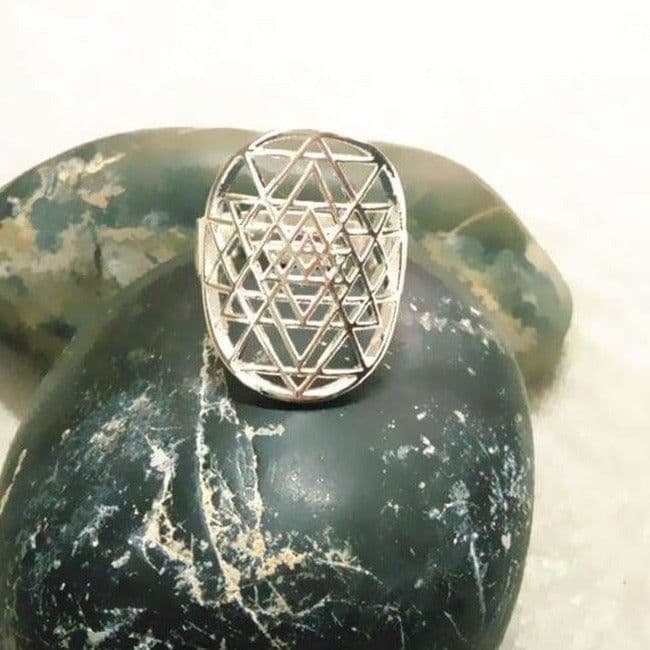 image-Bague Sri Yantra en Argent 925 ou Or Jaune