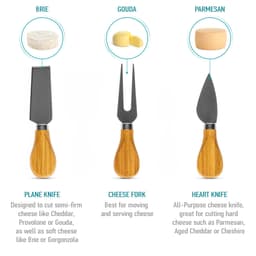 image-Bamboo Cheese Board Set with Knives - 12x8 inch