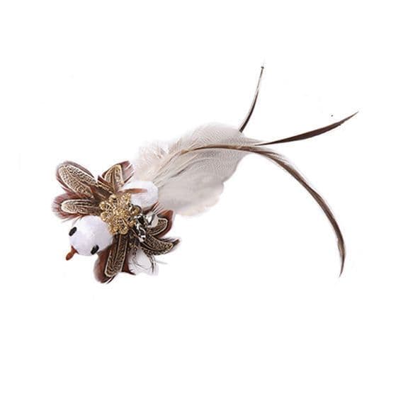 image-Steel Wire Feather Funny Cat Stick Long Rod