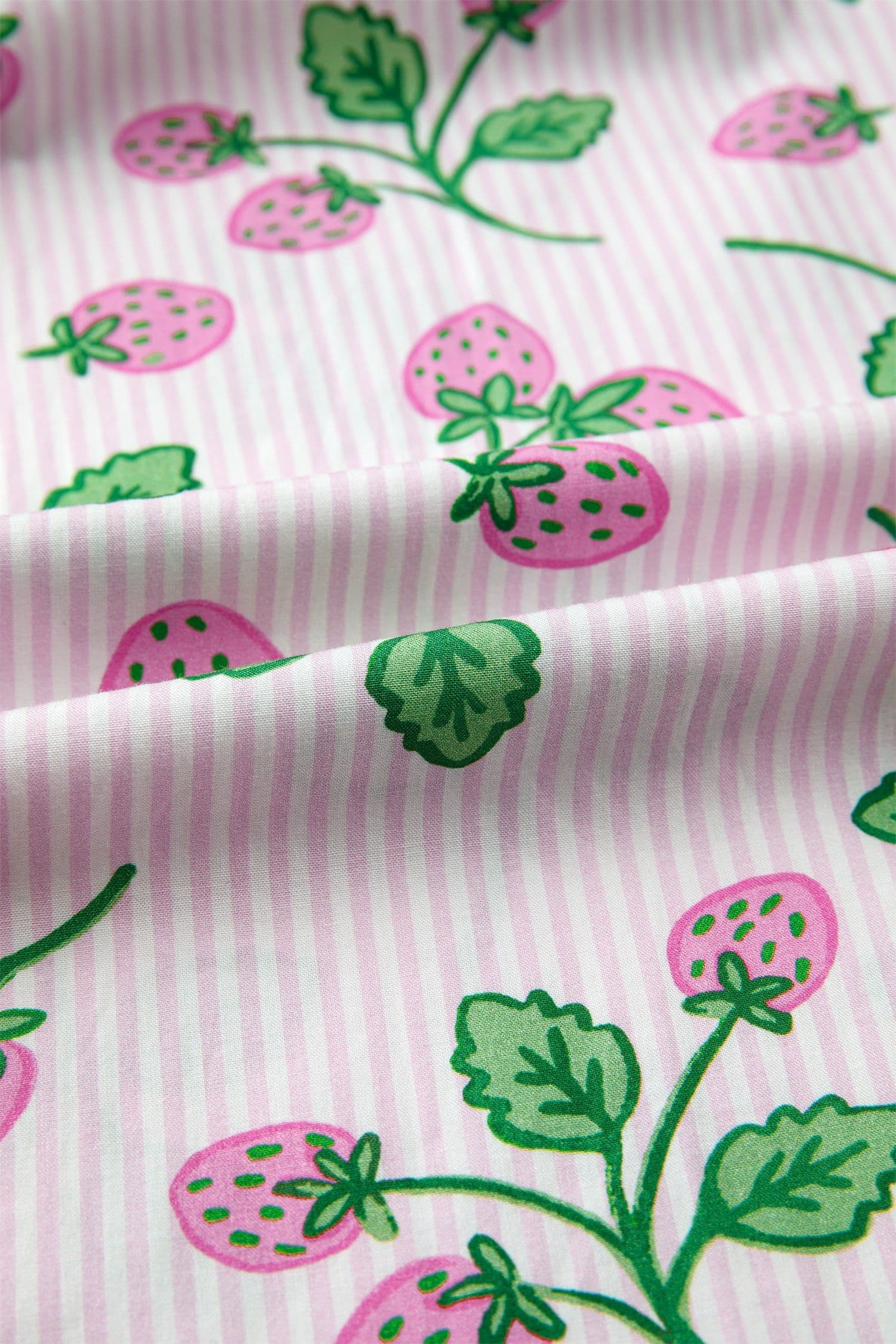 image-Pink Striped Strawberry Blouse - V Neck Flutter Sleeve