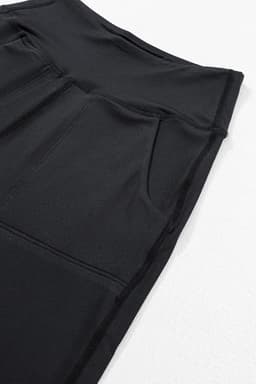 image-Black High Waist Joggers with Exposed Seam & Pockets