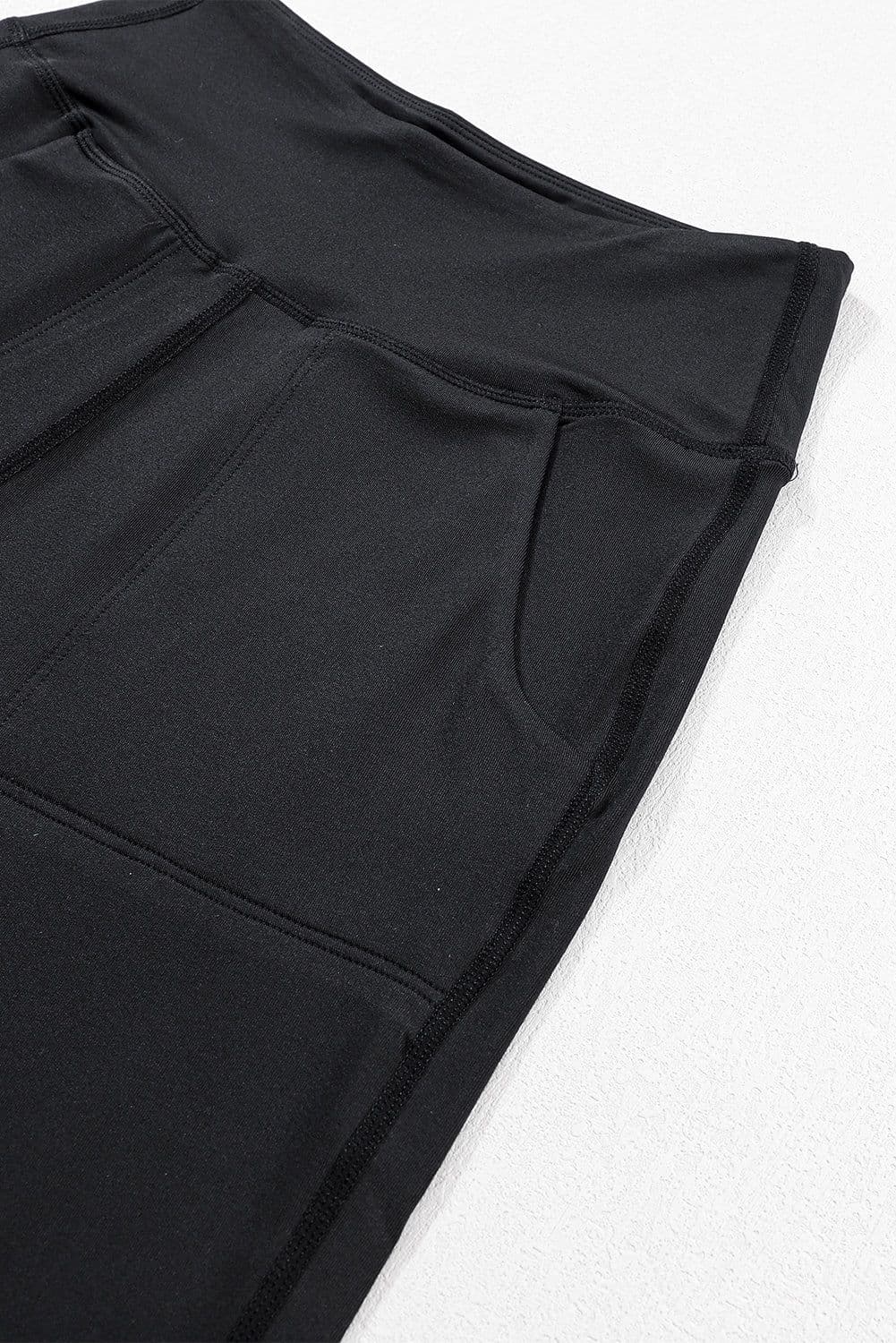image-Black High Waist Joggers with Exposed Seam & Pockets