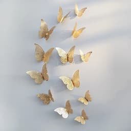 image-12Pcs/Set Hollow 3D Butterfly Wall Stickers For Wedding Decoration Living Room Window Home Decor Gold Silver Butterflies Decals