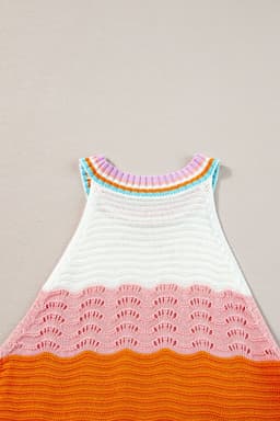 image-Multicolour Wavy Striped Knit Sleeveless Sweater