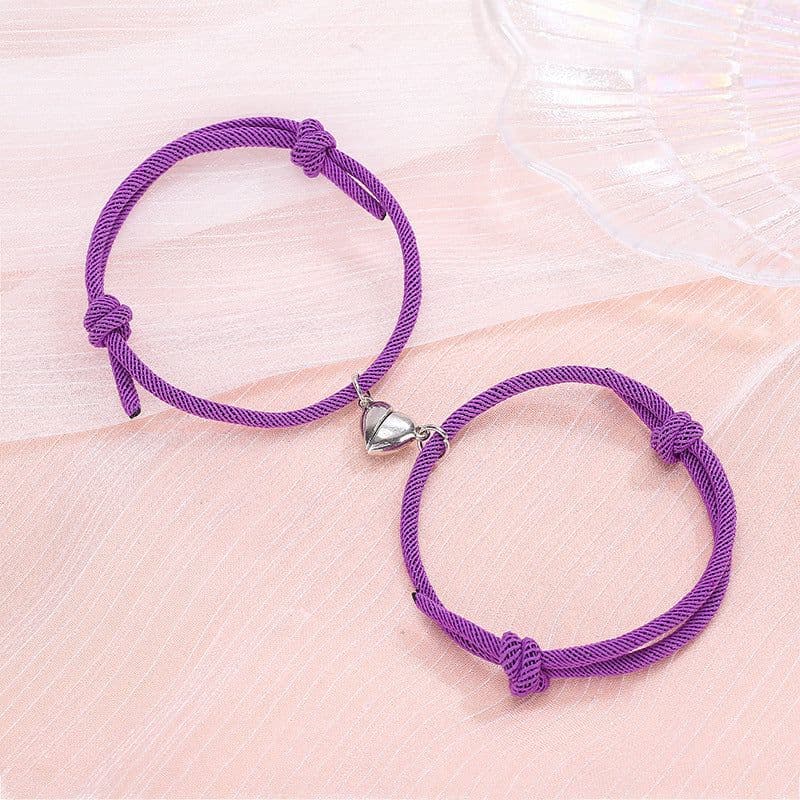 image-Simple Alloy Love Magnets Attracting Couple Bracelets