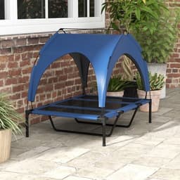 image-PawHut Cooling Raised Dog Bed w/ Breathable Mesh, for Mini, S Dogs - Dark Blue