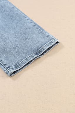image-Sky Blue Light Wash Frayed Slim Fit High Waist Jeans