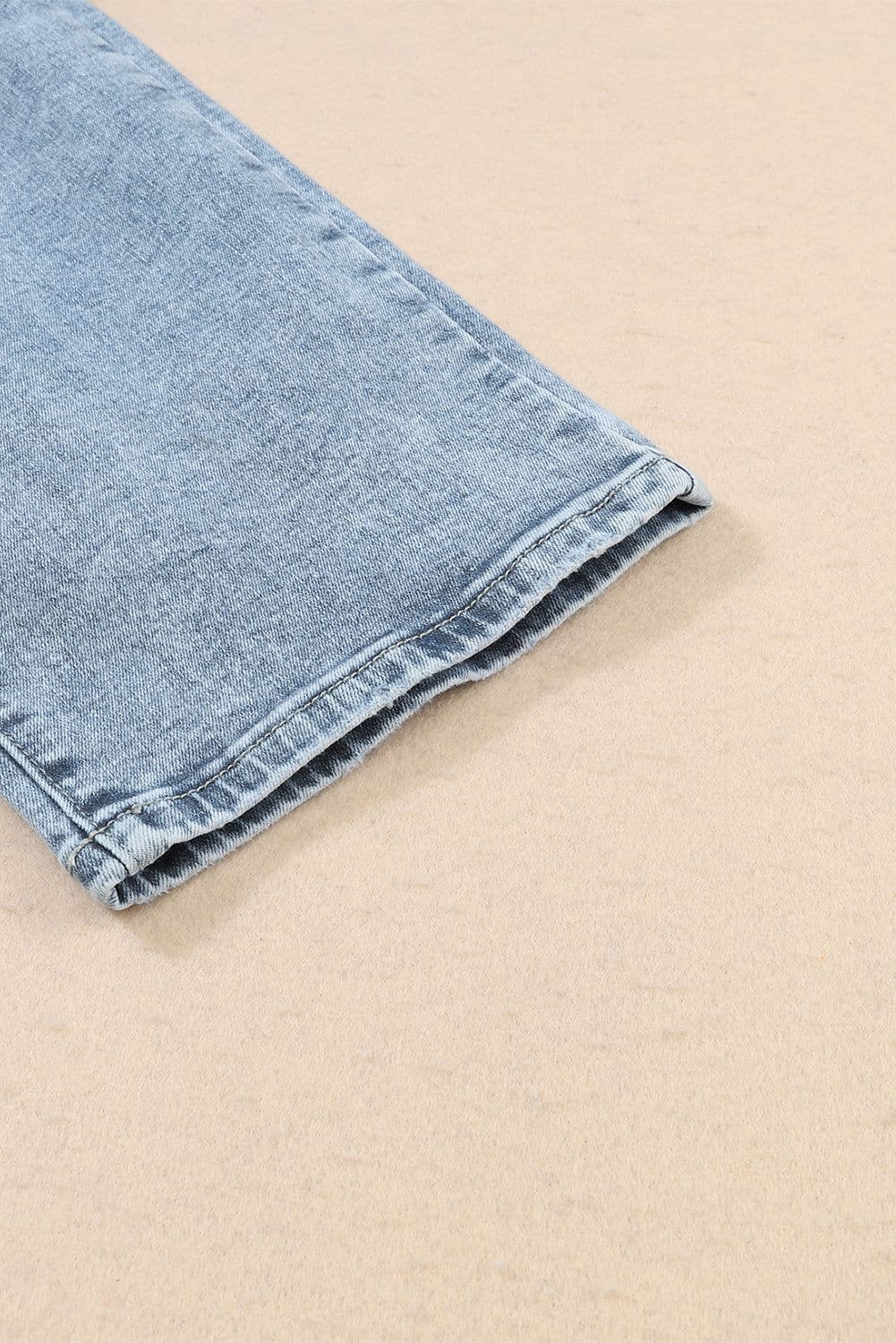 image-Sky Blue Light Wash Frayed Slim Fit High Waist Jeans