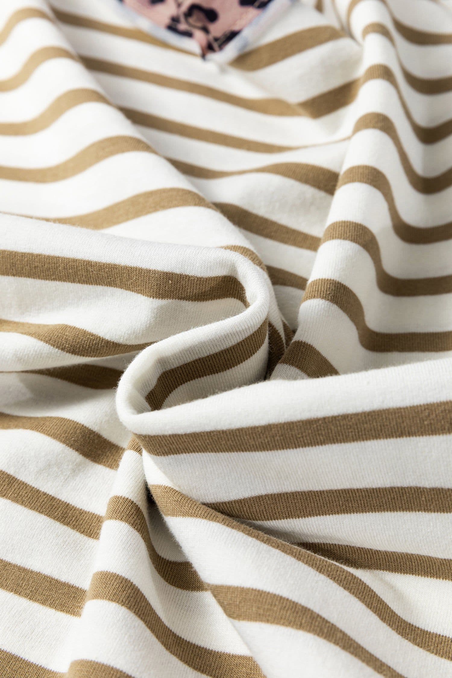 image-Khaki Stripe Leopard Patchwork T-Shirt
