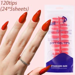 image-240/120Pcs Colorful French Short Square False Nails Full Cover Fake Nail Tip Extension Acrylic Wearable Ballerina Press on Nails