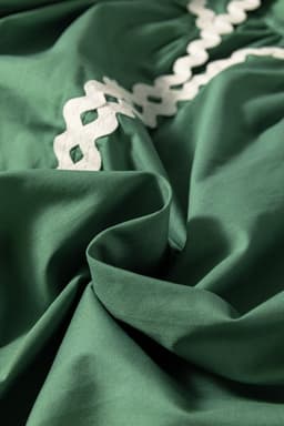 image-Mist Green Ric Rac Trim Tie Split Neck Short Sleeve Blouse