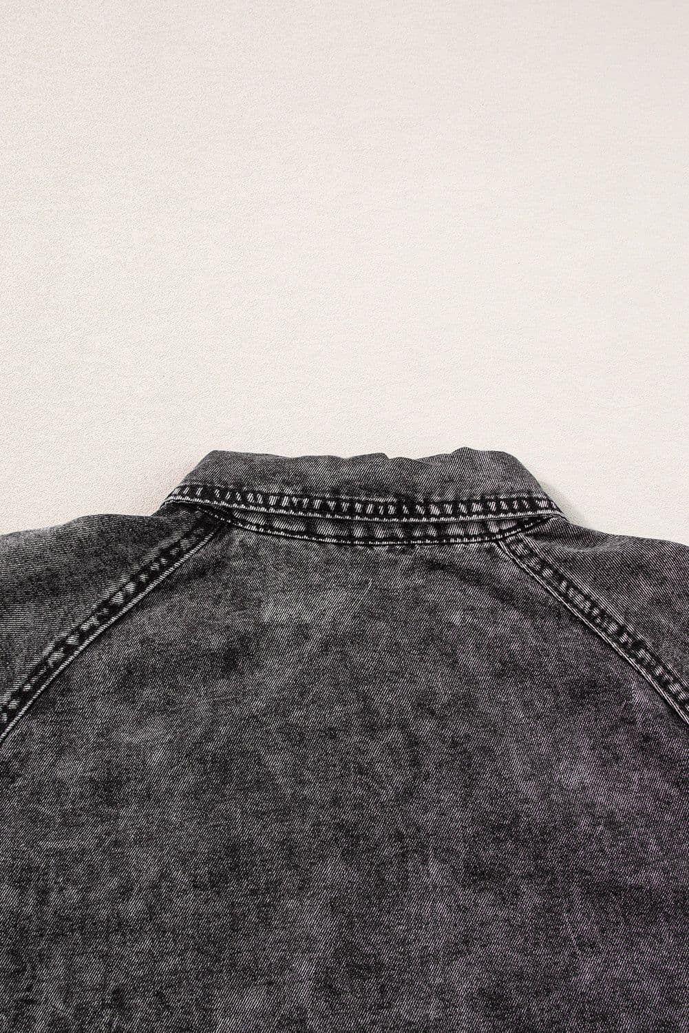 image-Beau Blue Mineral Wash Ruffled Denim Dress