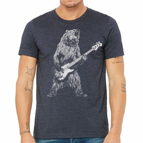 image-Bear Bass Guitar T-Shirt - Eco-Friendly Print, American Apparel