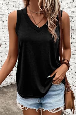 image-Mist Green Ribbed V Neck Tank