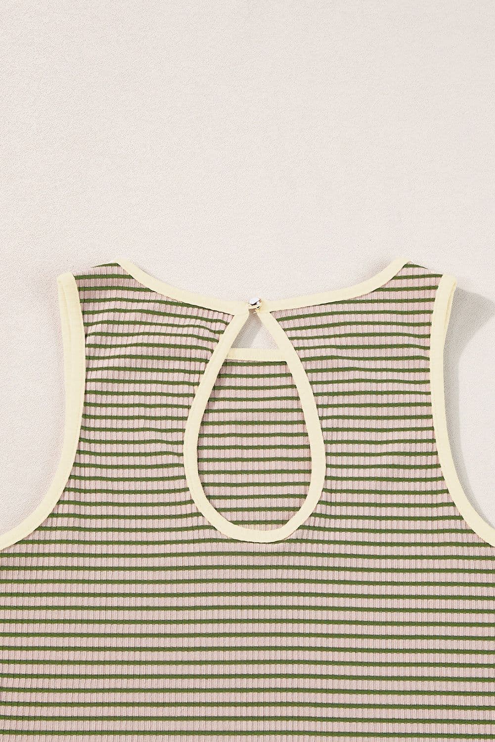 image-White Striped Print Ribbed Knit Sleeveless Top