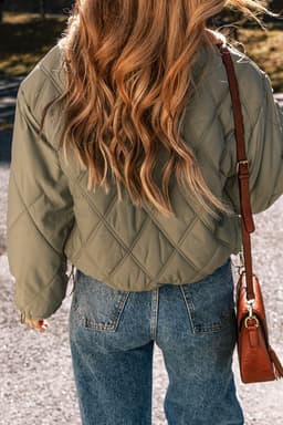 image-Jungle Green Teddy Collar Flap Pockets Quilted Puffer Jacket