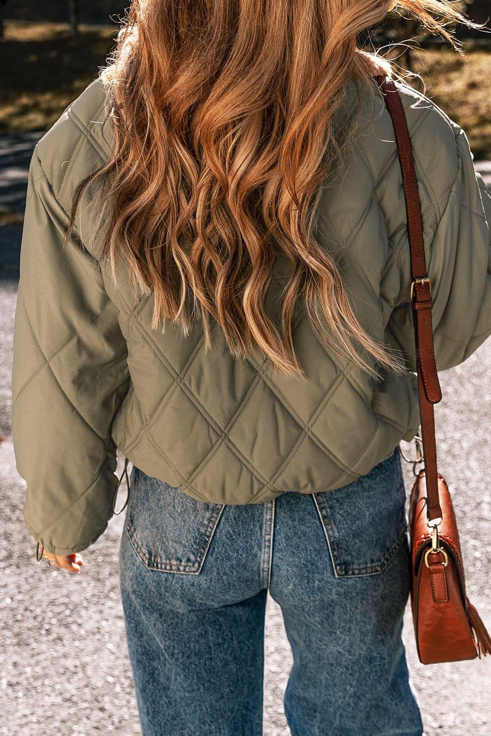 image-Jungle Green Teddy Collar Flap Pockets Quilted Puffer Jacket
