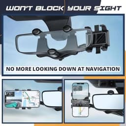 image-Rotatable Retractable Rearview Mirror Phone Holder For Car