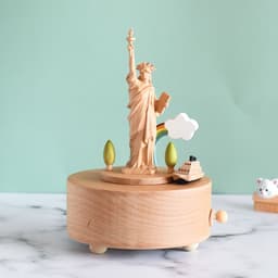 image-Wooden building model music box birthday gift