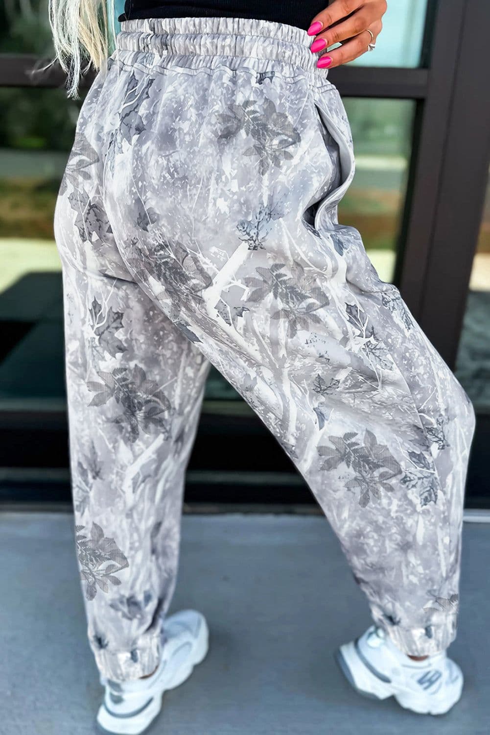 image-Gray Camo Jogger Pants Drawstring Elastic Waist
