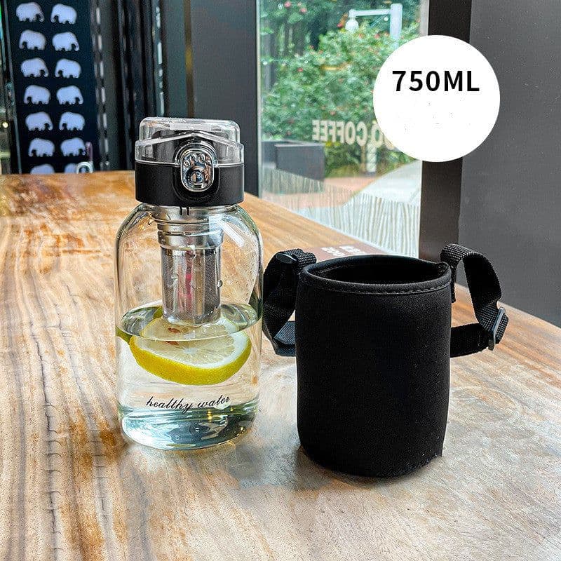 image-Bounce Cover Glass Water Cup With Cup Cover Portable Large Capacity