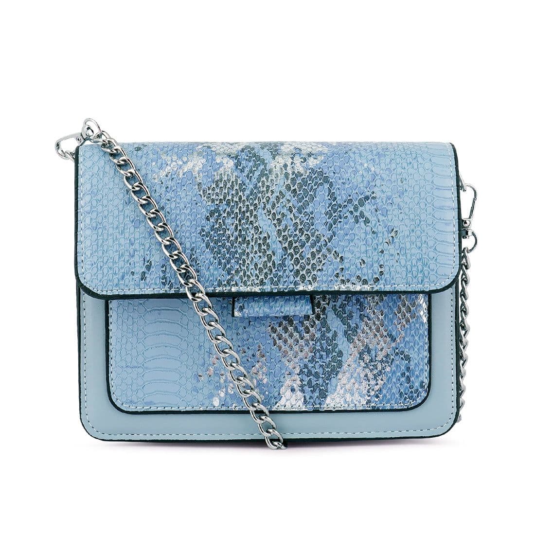 image-Blue Reptile Print Sling Bag