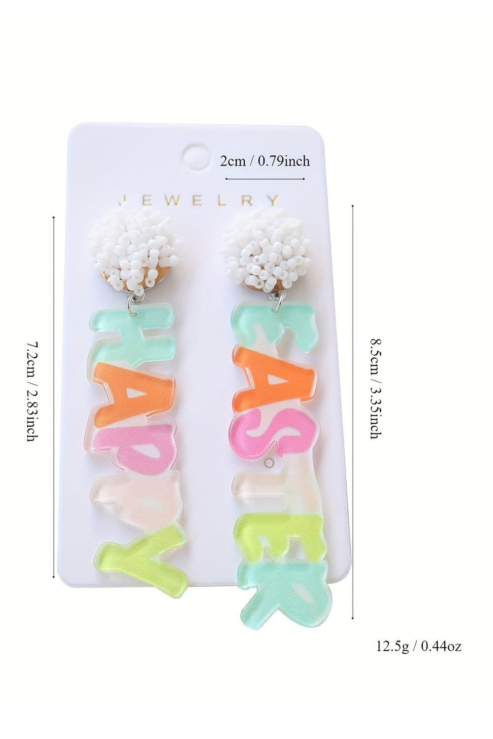image-Pink Colorful HAPPY EASTER Drop Earrings