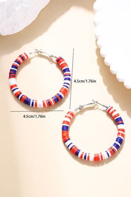 image-Fiery Red Patriotic Multicolored Bead Hoop Earrings