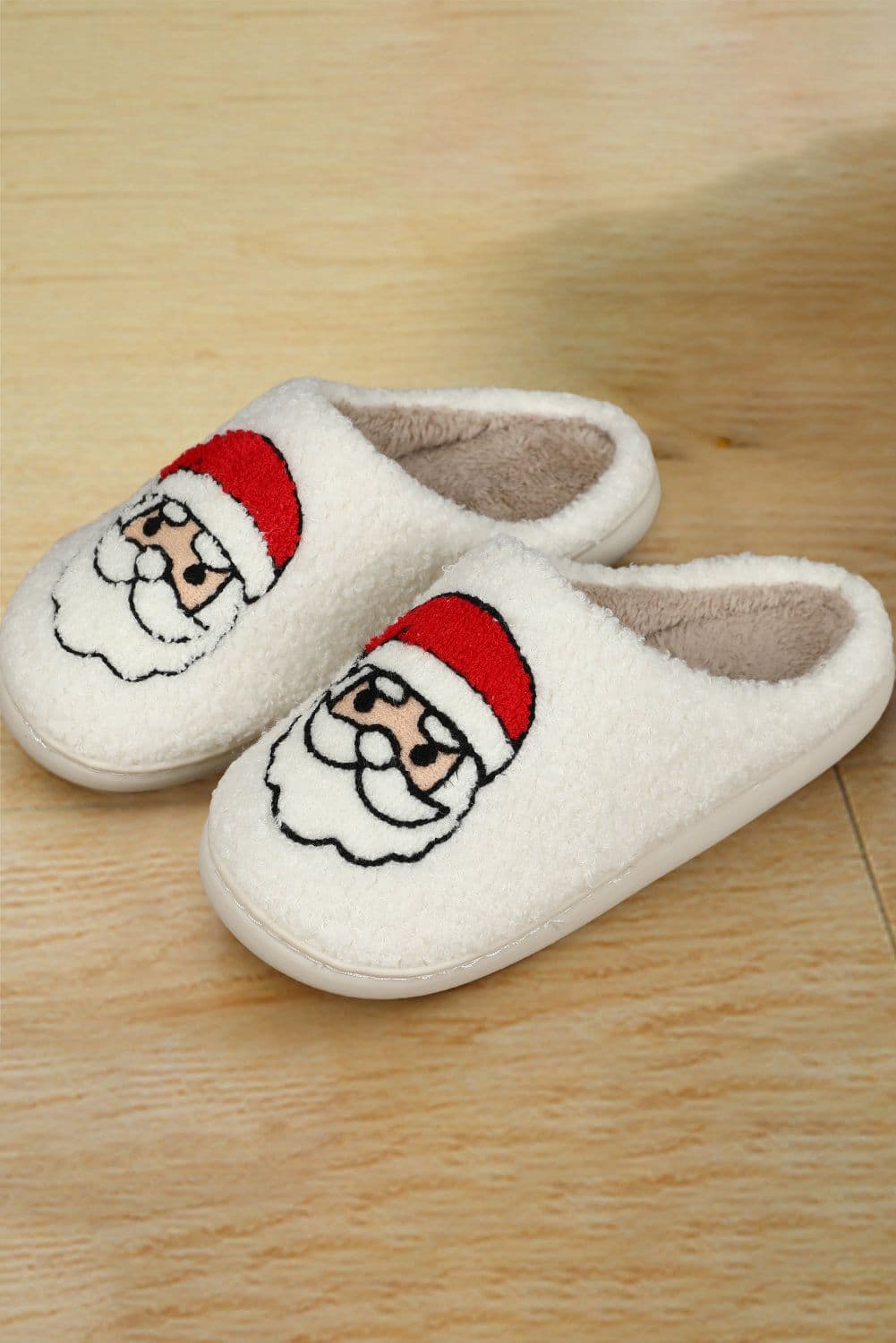 image-White Christmas Santa Clause Graphic Plush Slippers